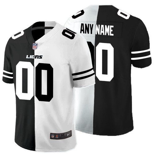 Men's Detroit Lions ACTIVE PLAYER Custom Black & White NFL Split Limited Stitched Jersey